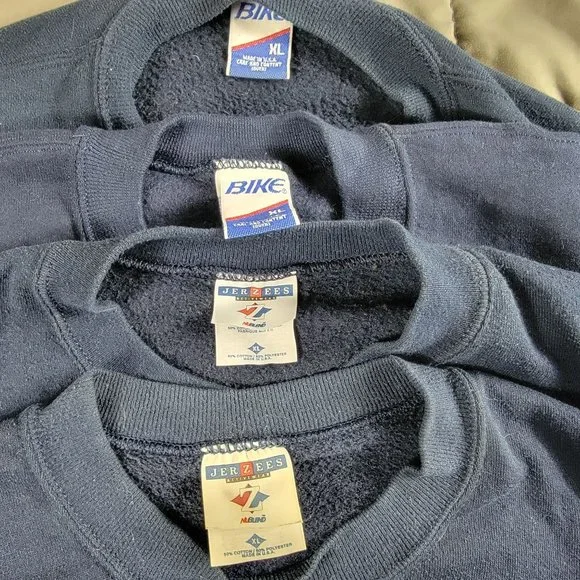 Vintage Jerzees And Bike Mens XL Dark Blue Pullover Long Sleeve Made In The USA